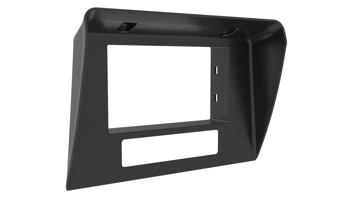 Black car stereo dashboard frame on a white background