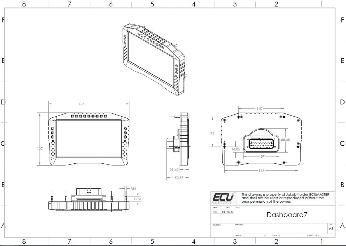 ECUMaster ADU7 Advanced Display Unit - Rev 2