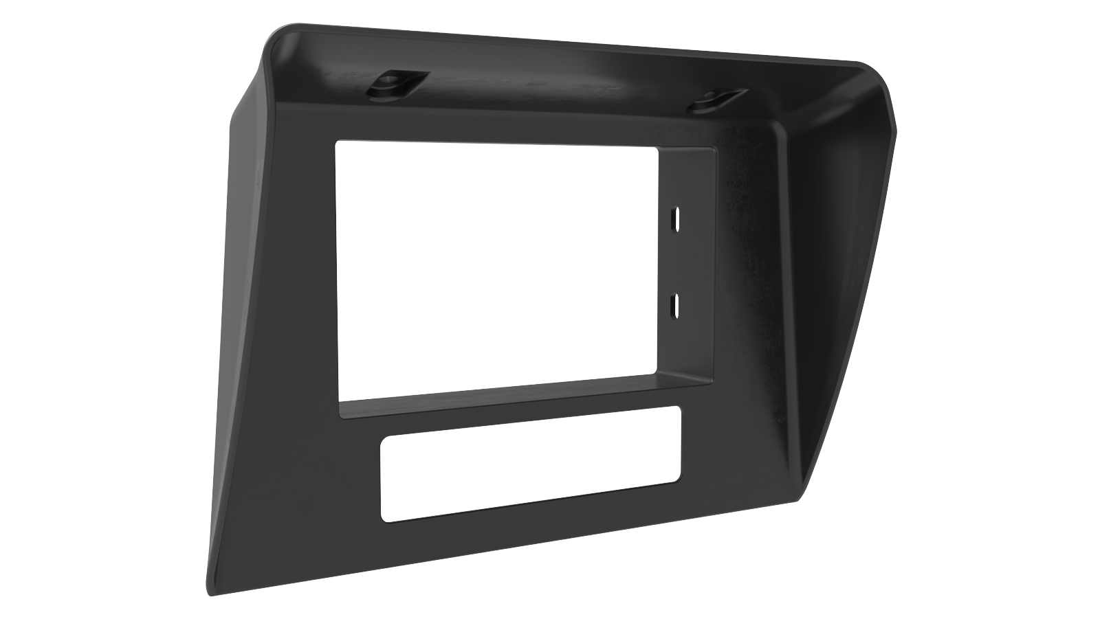 Black car stereo dashboard frame on a white background