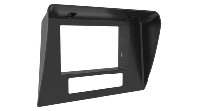 Black car stereo dashboard frame on a white background